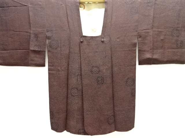 JAPANESE ANTIQUE MICHIYUKI COAT / TAISHO ROMAN STYLE / URUSHI / WOVEN FLOWER